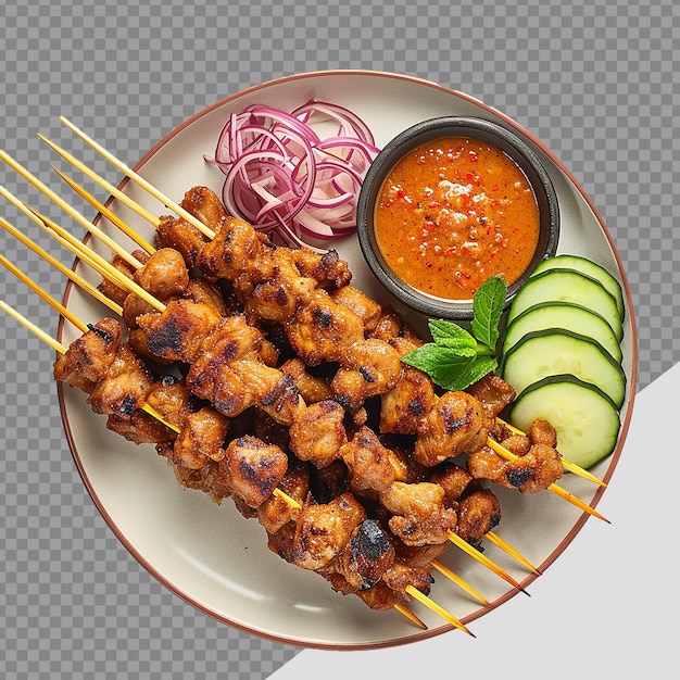 Placa de satay png aislada sobre un fondo transparente