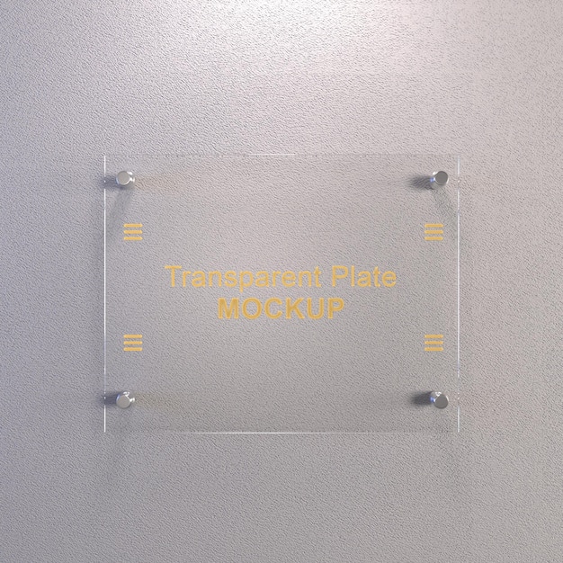 PSD placa transparente en maqueta de hormigón de pared