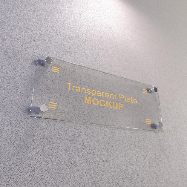 Placa transparente en maqueta de hormigón de pared