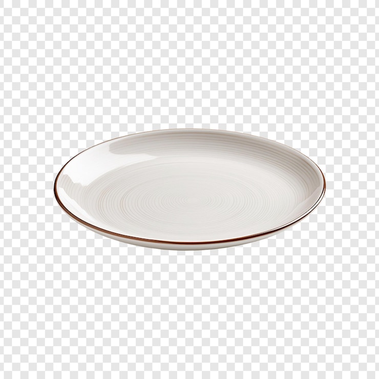 PSD placa vazia de cerâmica branca realista isolada em fundo transparente