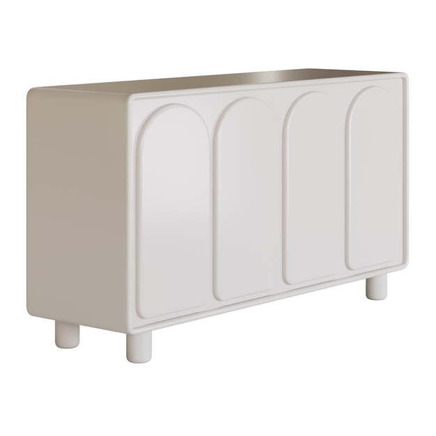 Un placard blanc avec des portes voûtées Le placard est en bois et a un design moderne