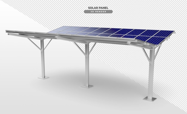 PSD placas de energia solar em formato de estacionamento veicular em renderização 3d realista