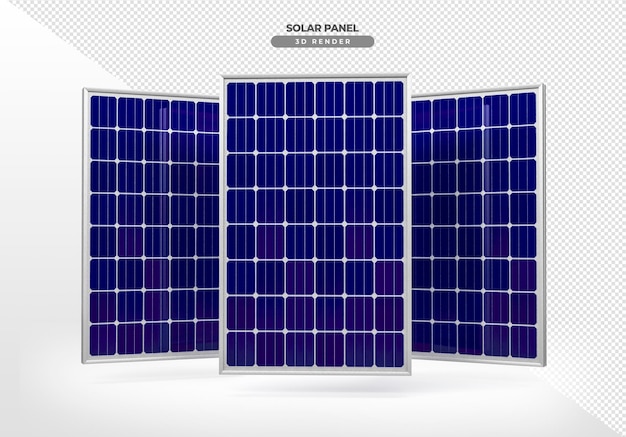 PSD placas de energia solar em renderização 3d realista