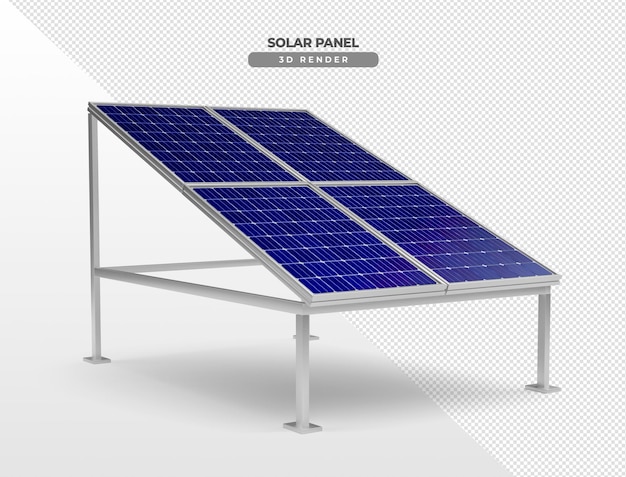 Placas de energía solar sobre base de aluminio para renderizado realista 3d de piso