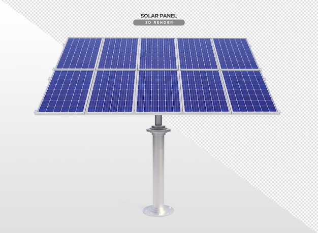 Placas de energía solar sobre base suspendida de aluminio renderizado realista en 3d