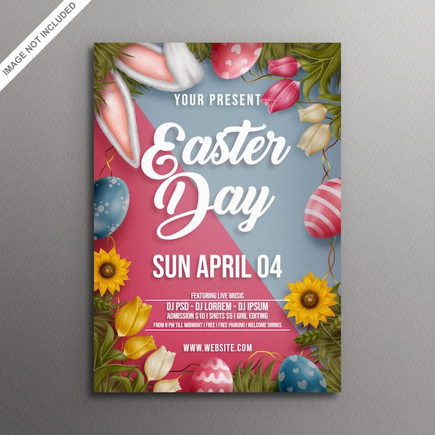 PSD plaka de diseño gráfico de día de pascua en color agua