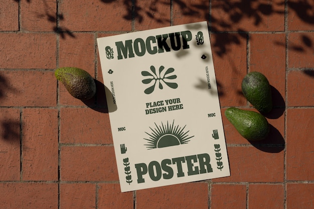 Plakat auf dem Boden mit mexikanischem Essen