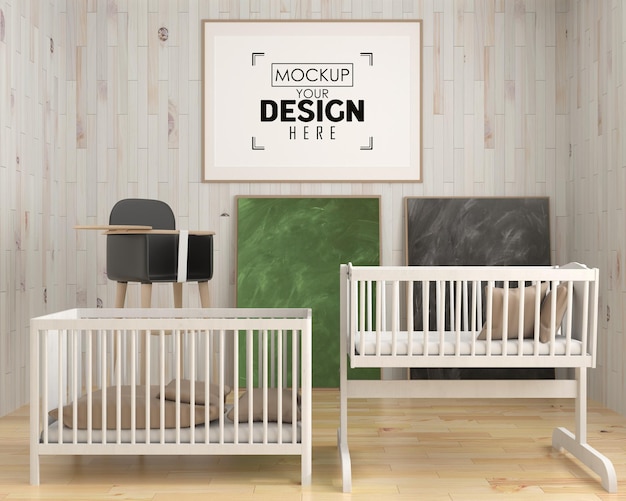 Plakatrahmen im Kinderzimmer Psd Mockup