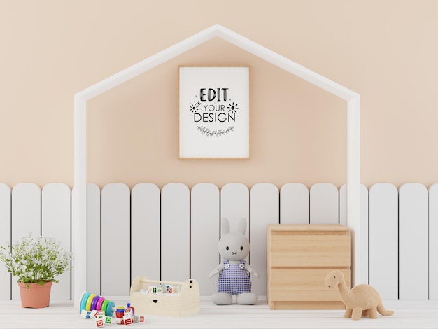 Plakatrahmen im Kinderzimmer Psd Mockup