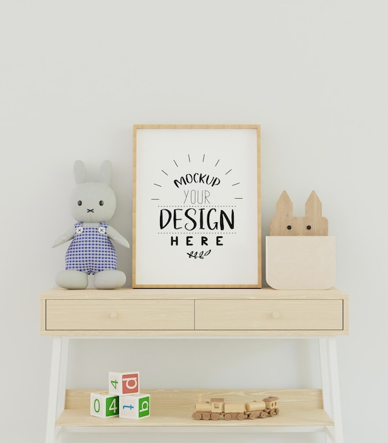 Plakatrahmen im Kinderzimmer Psd Mockup