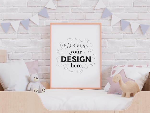Plakatrahmen im Kinderzimmer Psd Mockup