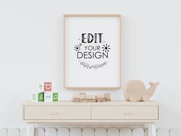 Plakatrahmen im Kinderzimmer Psd Mockup