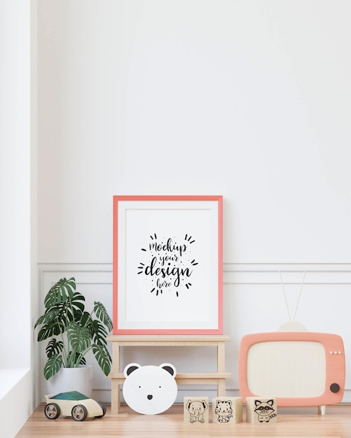 Plakatrahmen im Kinderzimmer Psd Mockup