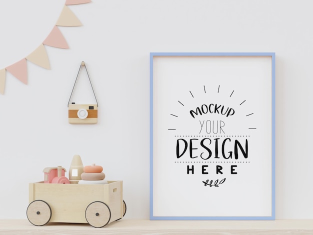 Plakatrahmen im Kinderzimmer Psd Mockup