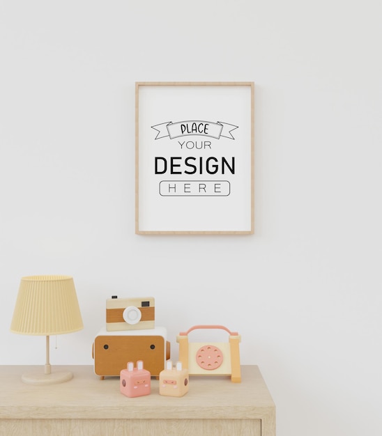 Plakatrahmen im Kinderzimmer Psd Mockup
