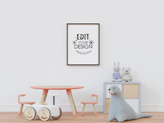 Plakatrahmen im kinderzimmer psd mockup