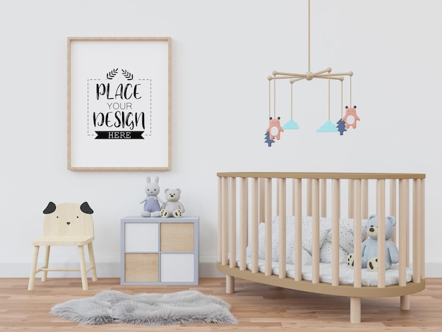 Plakatrahmen im kinderzimmer psd mockup