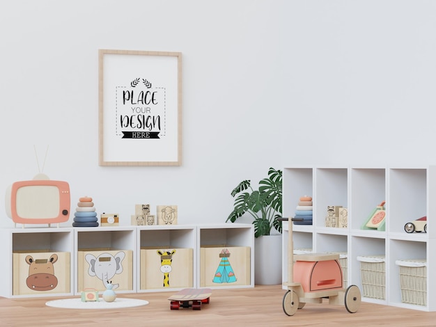 Plakatrahmen im kinderzimmer psd mockup