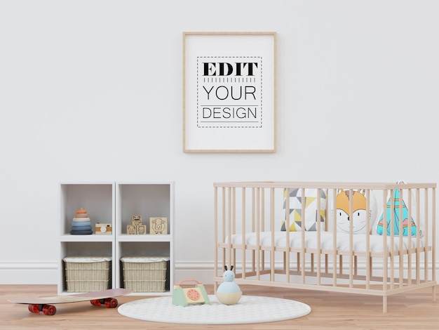 Plakatrahmen im kinderzimmer psd mockup