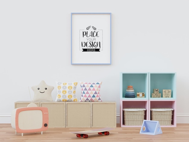 Plakatrahmen im Kinderzimmer Psd Mockup