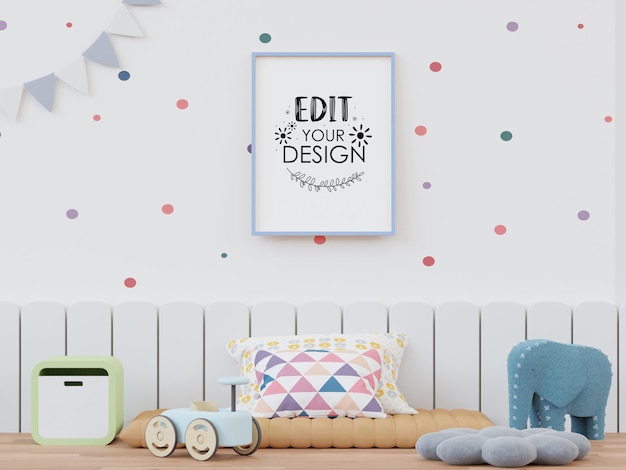 Plakatrahmen im Kinderzimmer Psd Mockup