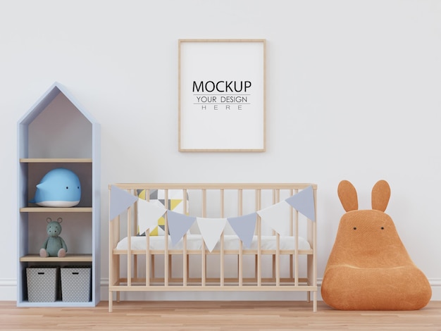 Plakatrahmen im Kinderzimmer Psd Mockup