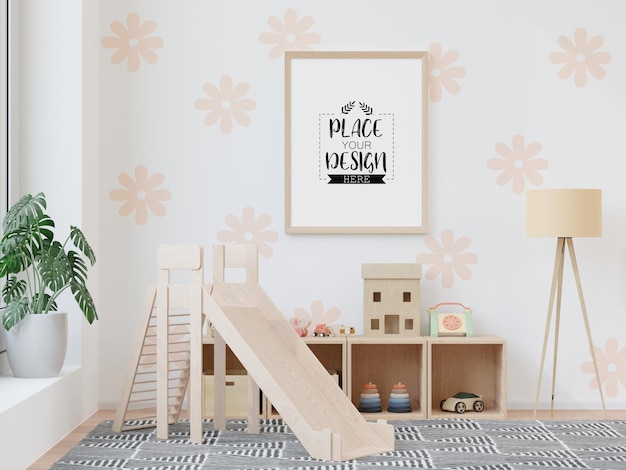 Plakatrahmen im Kinderzimmer Psd Mockup