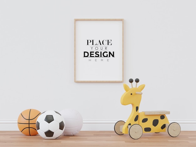 Plakatrahmen im kinderzimmer psd mockup