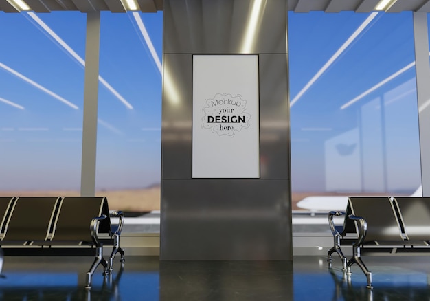 Plakatrahmen im Passagierflughafen Psd Mockup