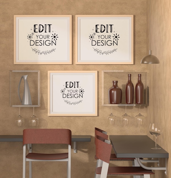 Plakatrahmen im restaurant mockup