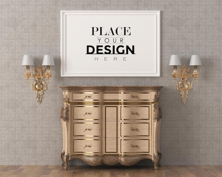 PSD plakatrahmen im wohnzimmer mockup