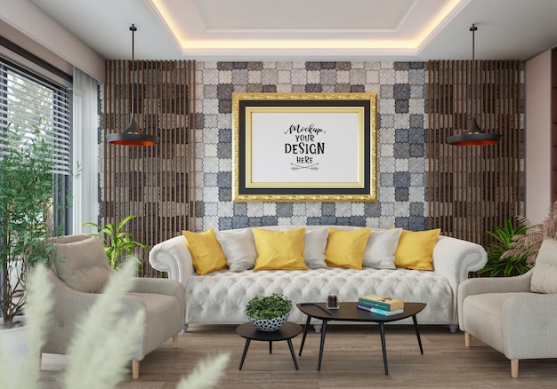 Plakatrahmen im Wohnzimmer Mockup