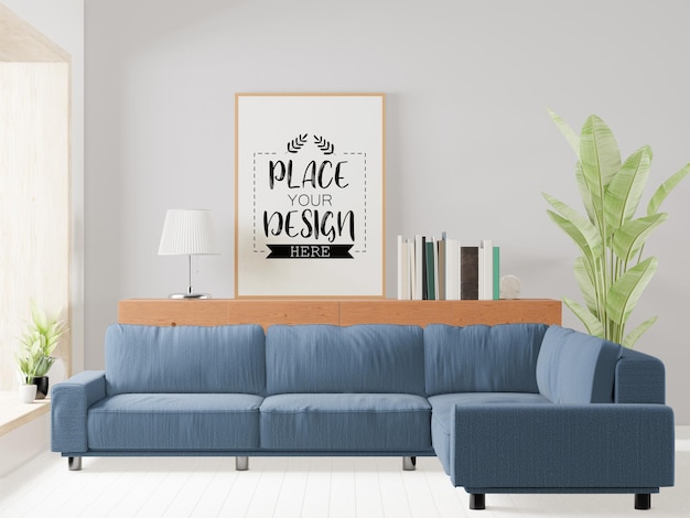 Plakatrahmen im wohnzimmer psd mockup