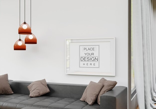 Plakatrahmen im Wohnzimmer Psd Mockup