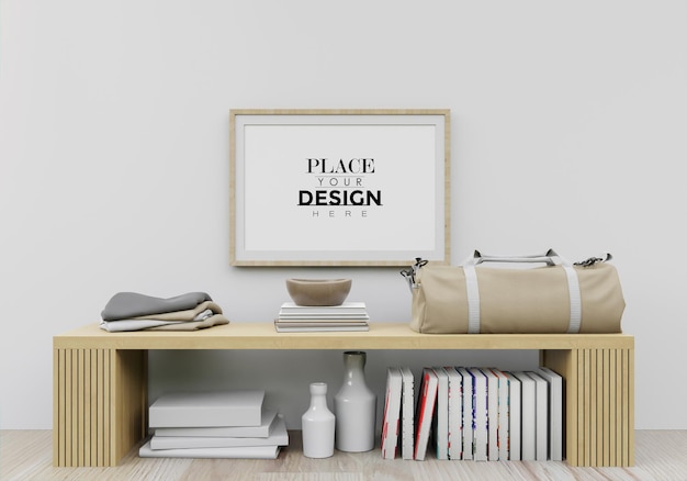 Plakatrahmen im wohnzimmer psd mockup