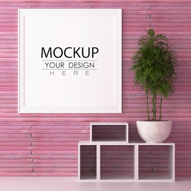 Plakatrahmen im Wohnzimmer Psd Mockup