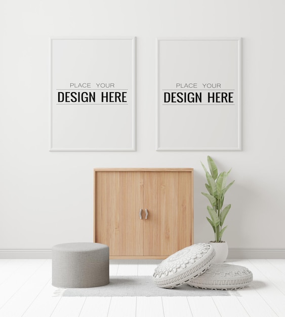 Plakatrahmen im Wohnzimmer Psd Mockup