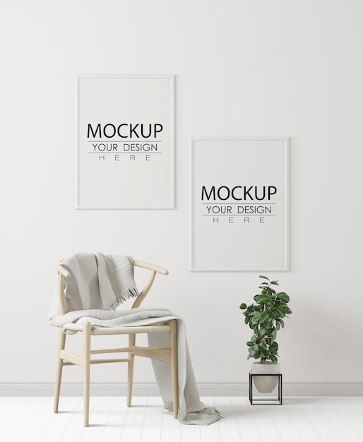 Plakatrahmen im wohnzimmer psd mockup