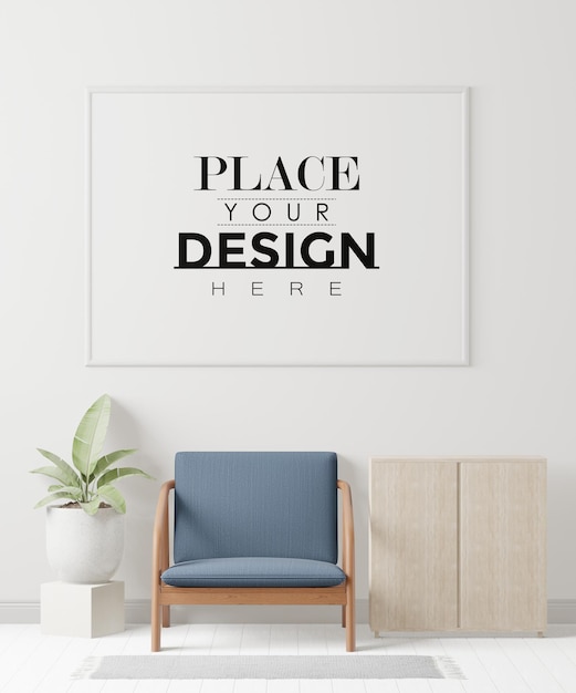 Plakatrahmen im wohnzimmer psd mockup