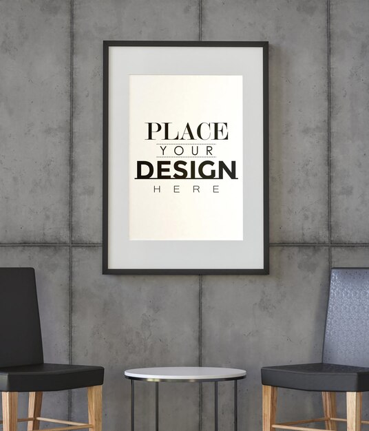 Plakatrahmen im wohnzimmer psd mockup