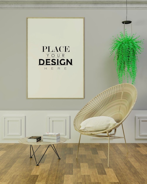 Plakatrahmen im Wohnzimmer Psd Mockup