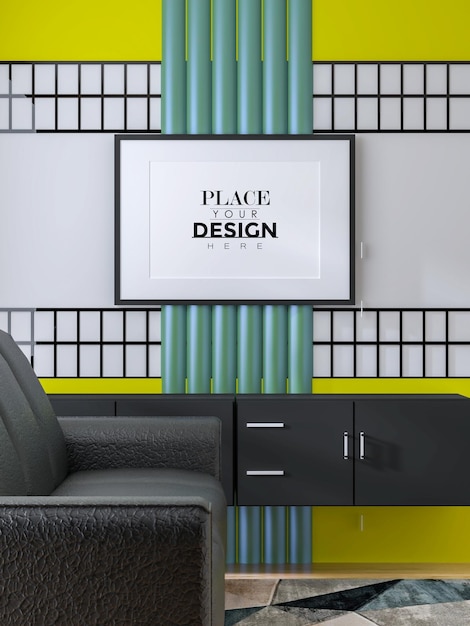 Plakatrahmen im Wohnzimmer Psd Mockup