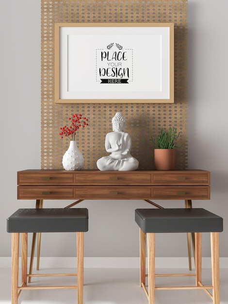 Plakatrahmen im wohnzimmer psd mockup