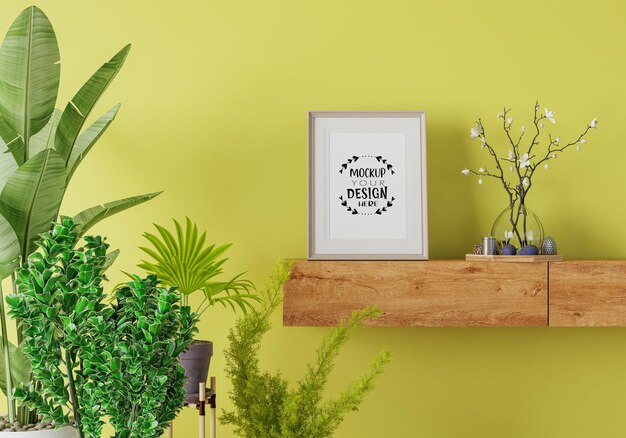 Plakatrahmen im wohnzimmer psd mockup