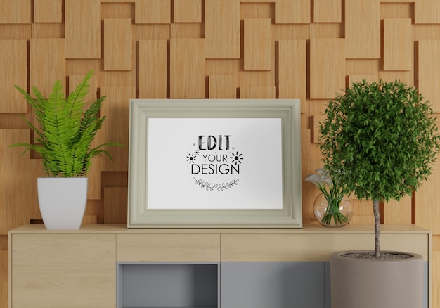 Plakatrahmen im wohnzimmer psd mockup