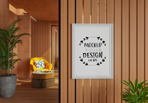 Plakatrahmen im wohnzimmer psd mockup