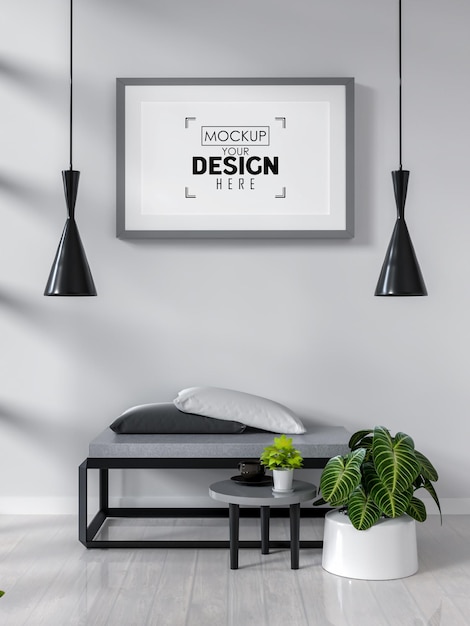 Plakatrahmen im Wohnzimmer Psd Mockup