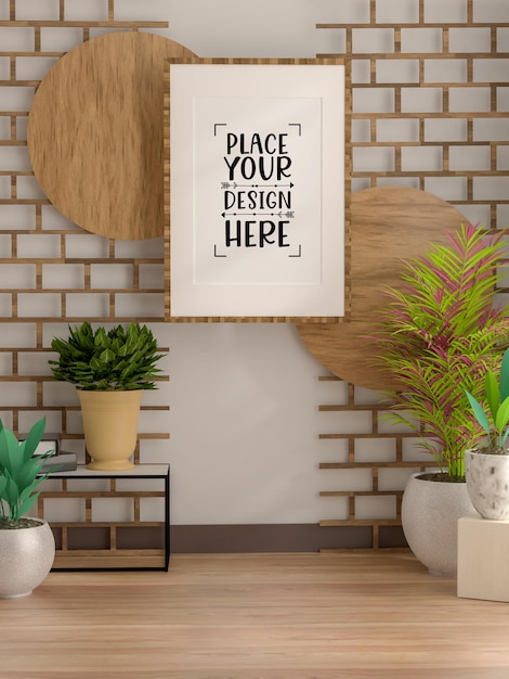 Plakatrahmen im wohnzimmer psd mockup