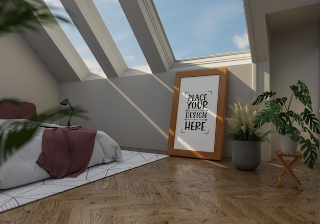 Plakatrahmen im wohnzimmer psd mockup