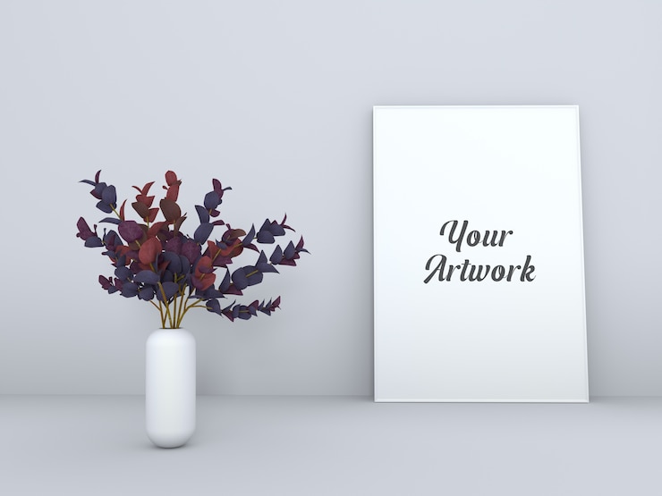 PSD plakatrahmen mit blumenvasenmodell